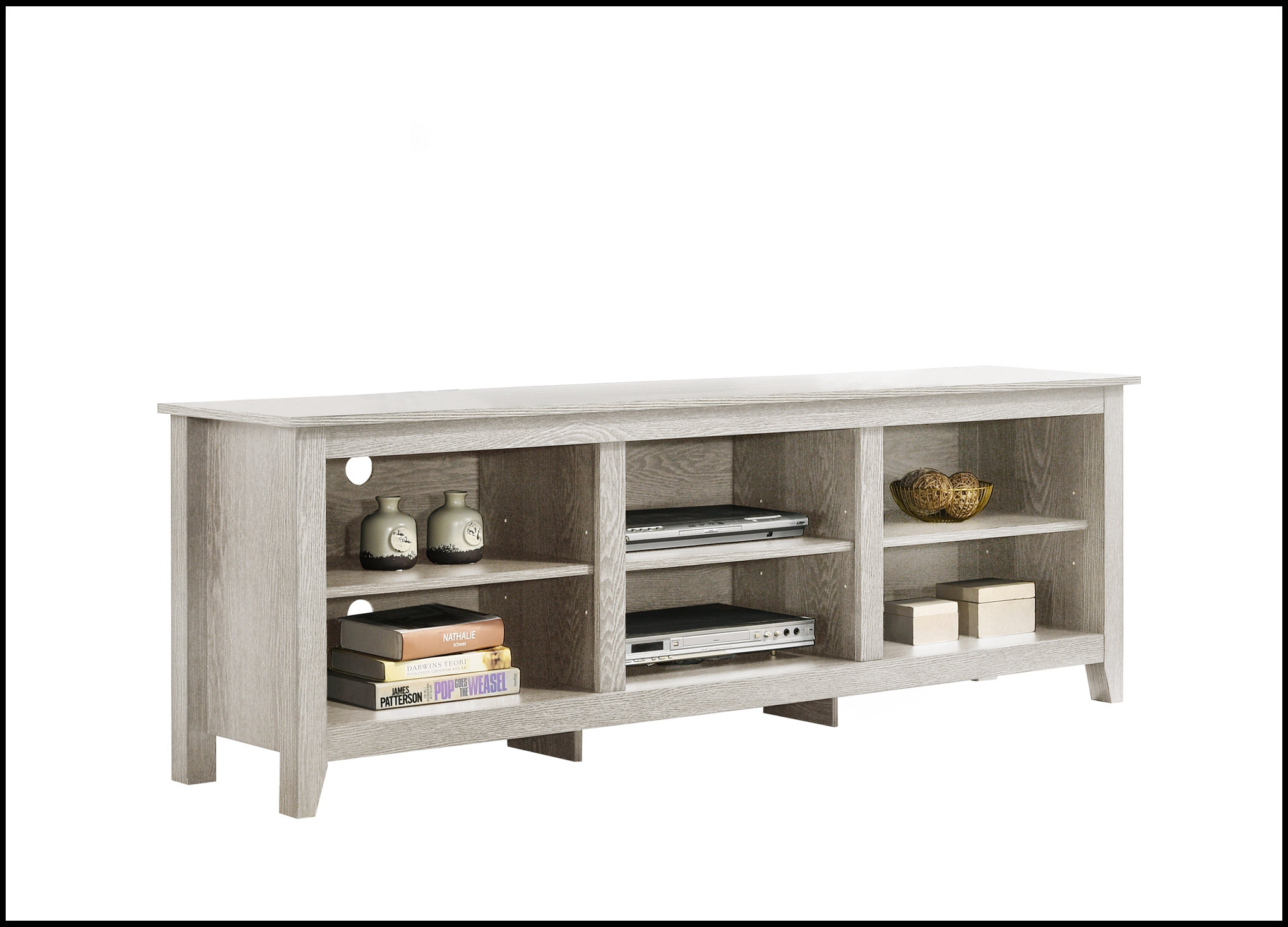 Winston Porter Lavonda Dusty Gray 70" Wide TV Stand with Open Shelves and Cable Management Wayfair